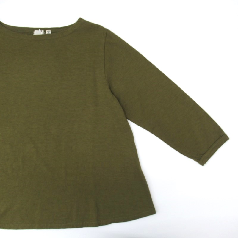 DAYS Aラインボートネック7分袖Tシャツ     スモークリーフ813/43078 【日本製】